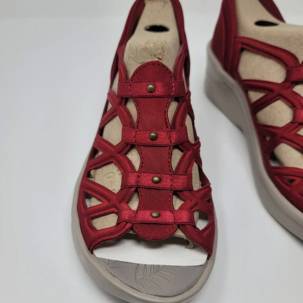 Bzees Women Sapphire Washable Gladiator Sandal Red SlipOn Wedge Lightweight 7.5M - Picture 6 of 9